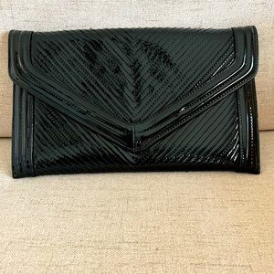 Black Patent Leather Clutch Handbag